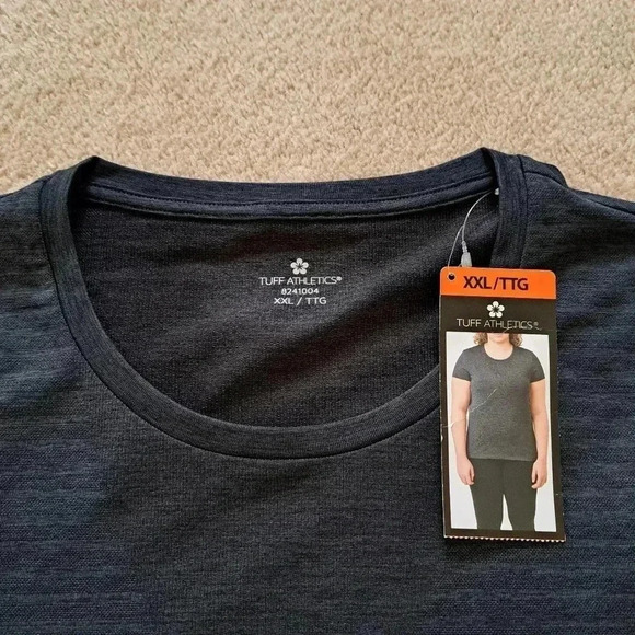 New! Tuff Athletics Active Top XXL Soft Dark Grey Seamless Stretch T-shirt - Picture 9 of 13